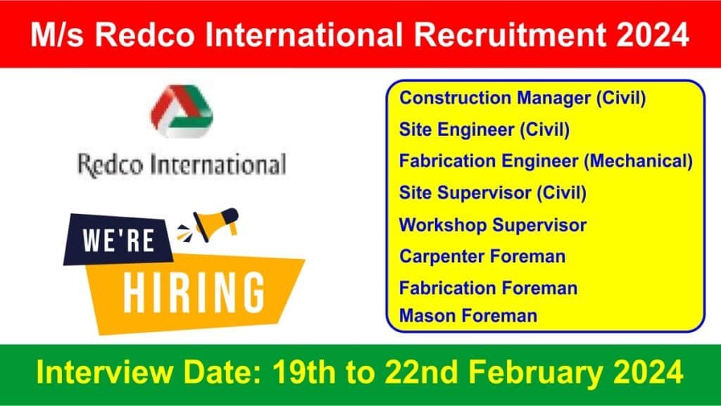 M/s Redco International Recruitment 2024