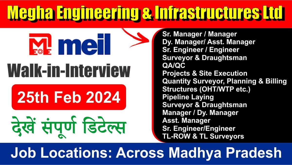 Megha Engineering & Infrastructures Ltd Recruitment 2024