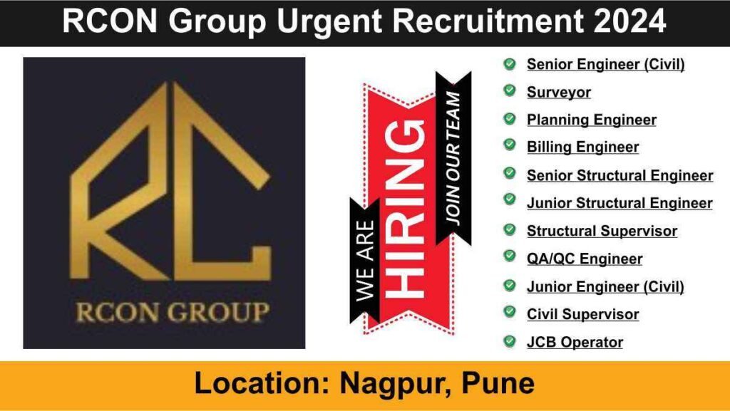 RCON Group Urgent Recruitment 2024