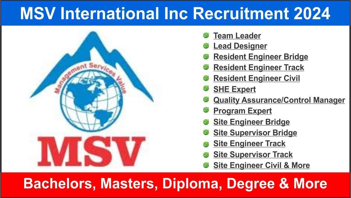 MSV International Inc Recruitment 2024