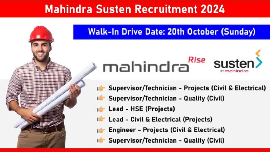 Mahindra Susten Recruitment 2024