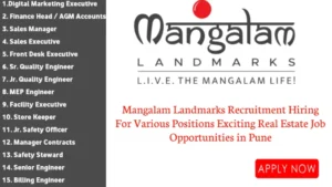 Mangalam Landmarks New Opening 2024 | For Store Keeper, Jr. Safety Officer, Safety Steward, Senior Engineer