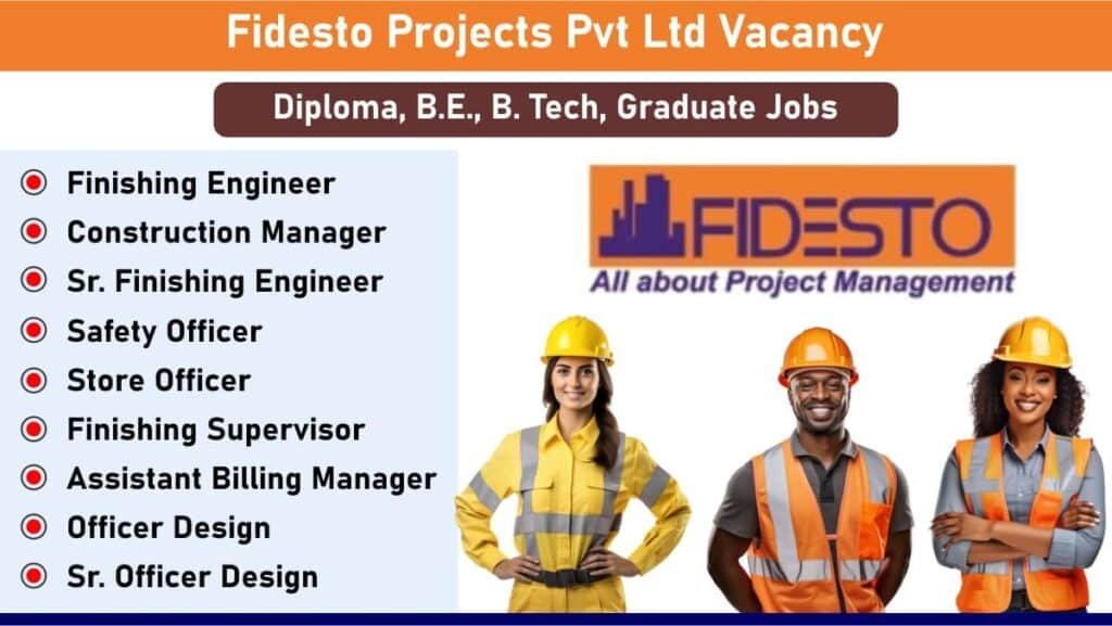 Fidesto Projects Pvt Ltd Latest Recruitment 2025 | For Store Officer, Safety Officer, Finishing Supervisor, Officer Design