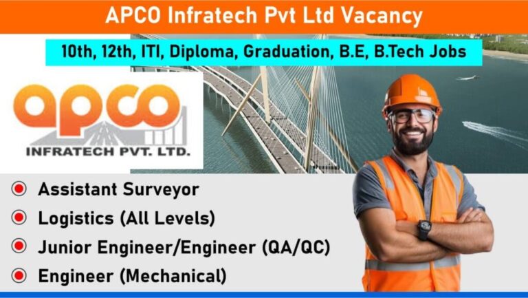 APCO Infratech Pvt Ltd Hiring 2025 | For 10th, 12th, ITI, Diploma, Graduation, B.E, B.Tech Jobs