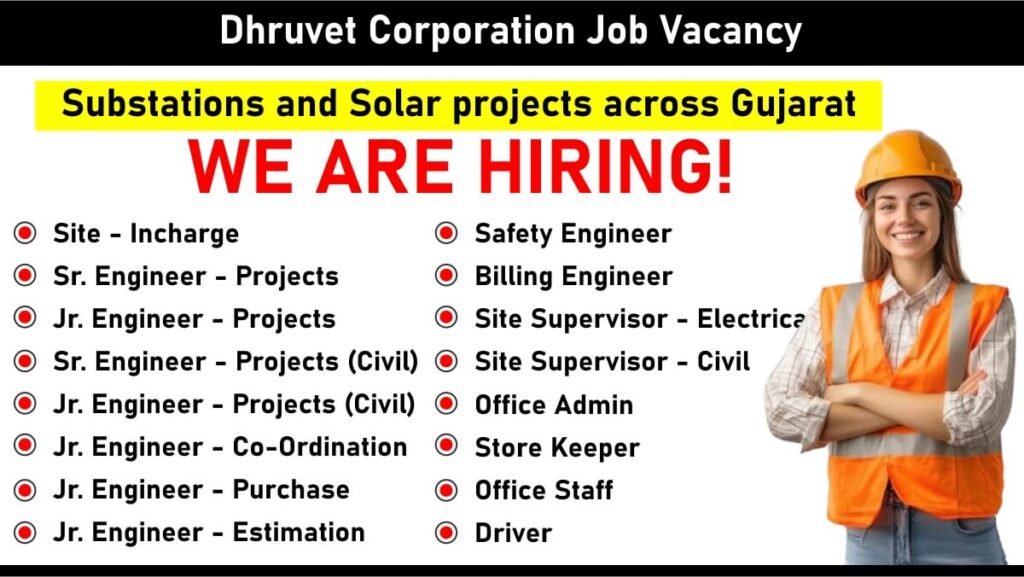 Dhruvet Corporation Recruitment 2025 | For Substations and Solar projects across Gujarat.