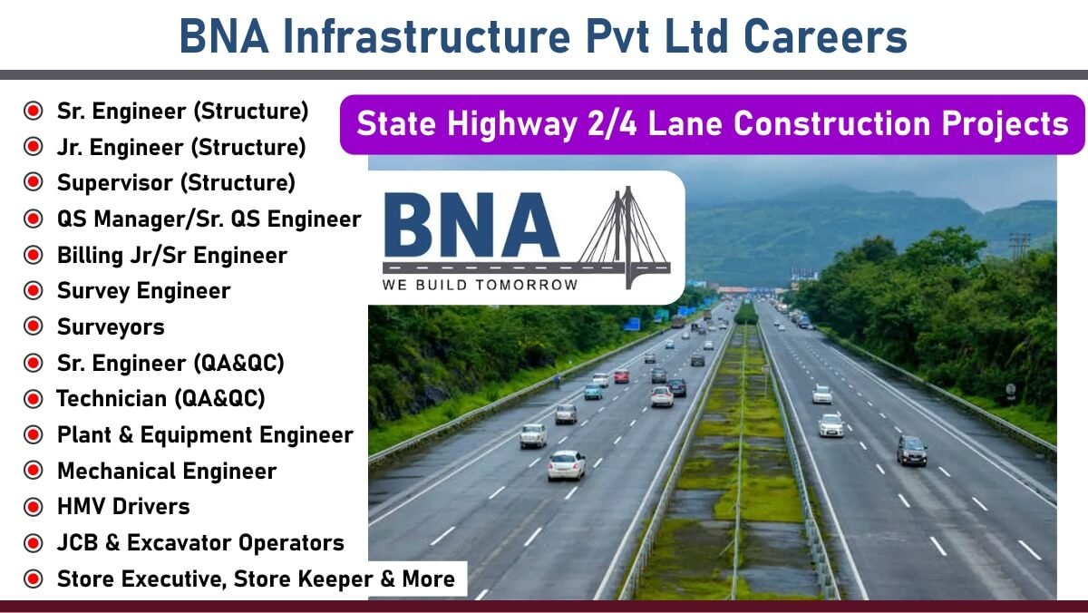 BNA Infrastructure Pvt Ltd New Vacancy 2025 | Construction Jobs Near Me