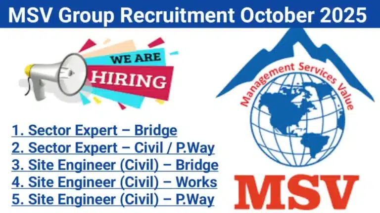 MSV Group Vacancy 2025 | Railway Projects Job Vacancy 2025