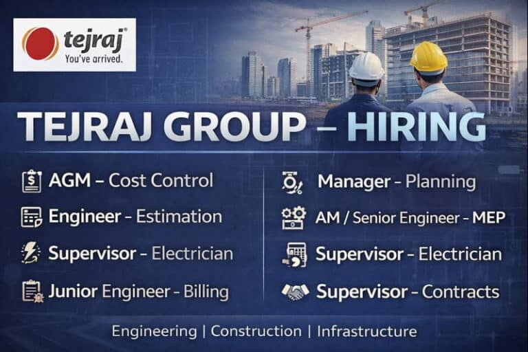 Tejraj Group Recruitment 2026 | For Supervisor, Engineer And Manager
