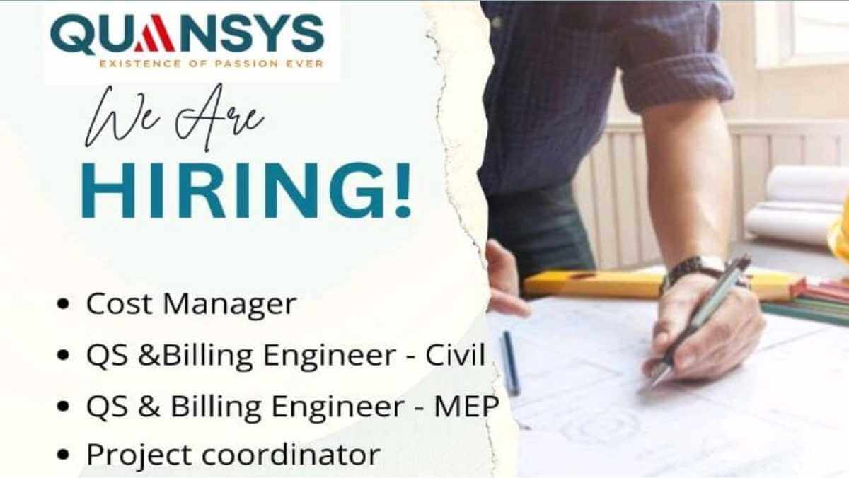 Quansys India PMC & Cost Consultant Pvt Ltd Vacancy 2026 | Cost Manager, QS & Billing Engineers | Jobs in Bangalore