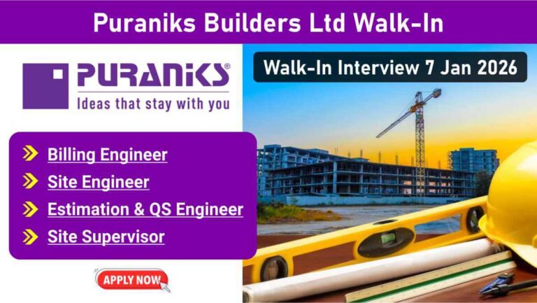 Puraniks Builders Ltd Walk-In 2026 | Billing, Site & QS Engineers Hiring in Thane | Walk-In Interview 7 Jan 2026